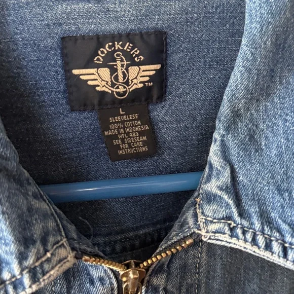 Vintage 90s Y2K Dockers Cropped Jean Vest Size Large - Picture 2 of 3